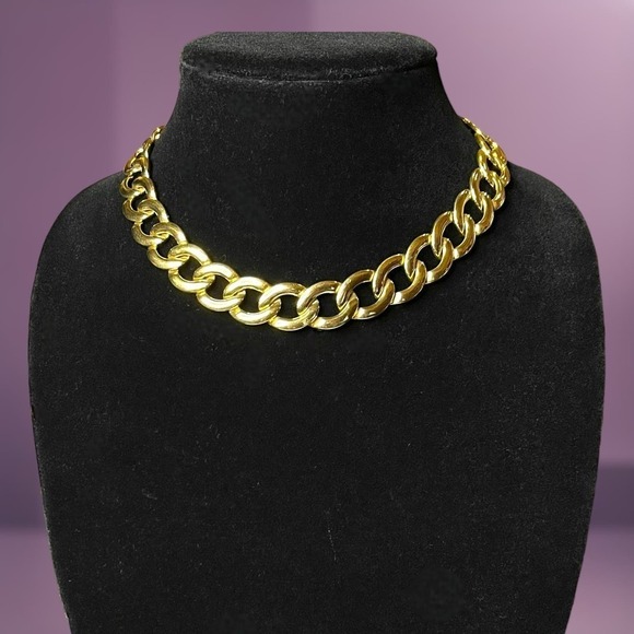 Napier Jewelry - Vintage Napier Cuban Link Necklace Women’s Gold Tone Choker Signed